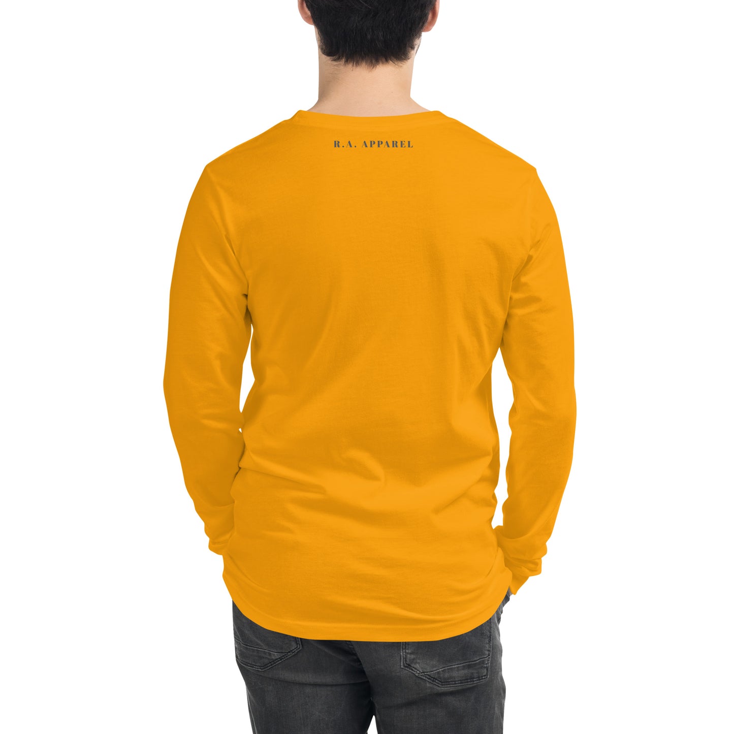 Image 22 of Maroon Human Form Long Sleeve Shirt - Left Placement, size L, with Human Being artwork visible in back view.