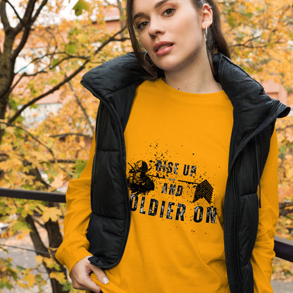 Fortitude Long Sleeve Shirt - Left Placement by R.A. Apparel, image 29, front view, Dark Grey Heather, size XL, left placement.