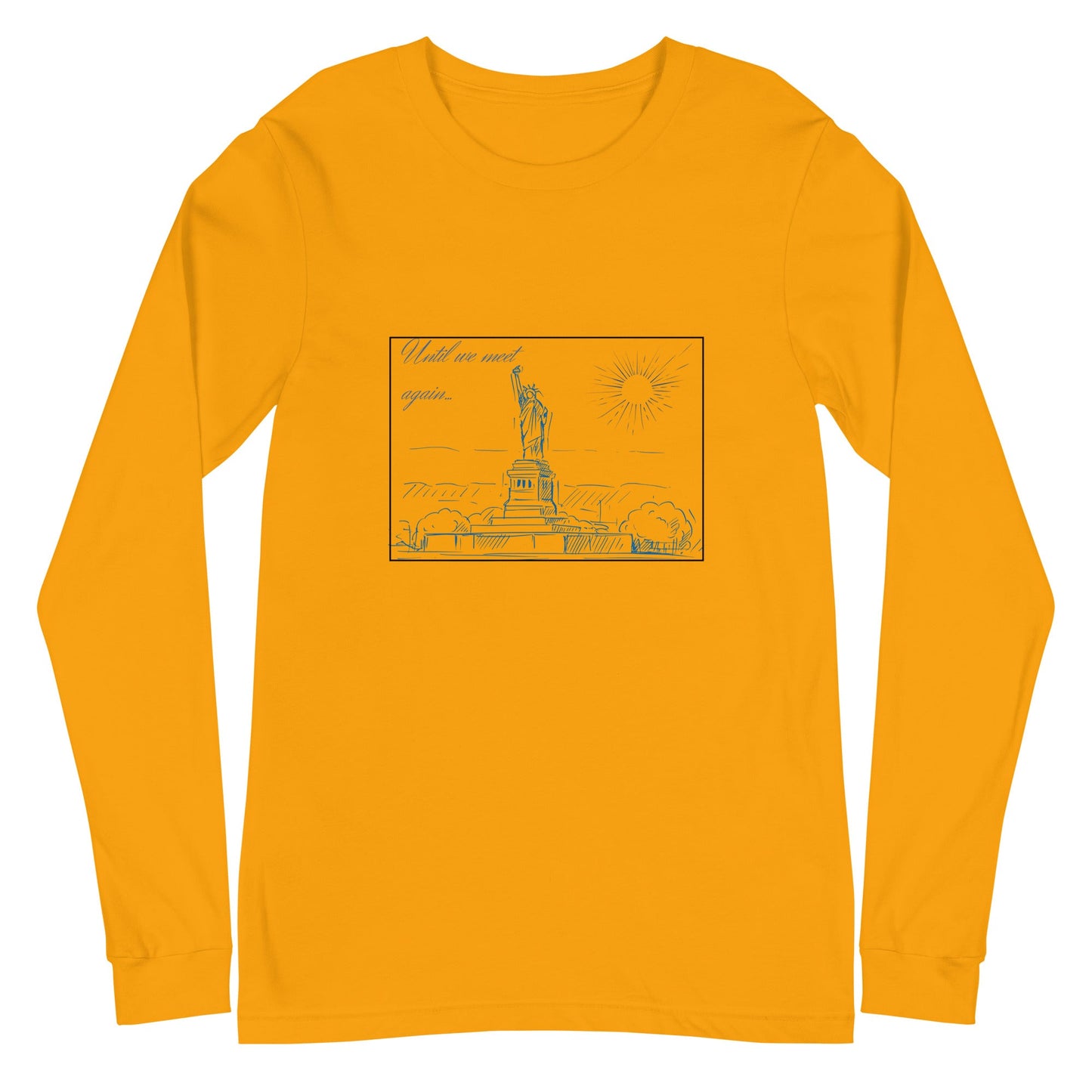 Image 14 of Navy Farewell Bloom Long Sleeve Shirt - Left Placement, size S, with Until We Meet Again artwork visible in front view.
