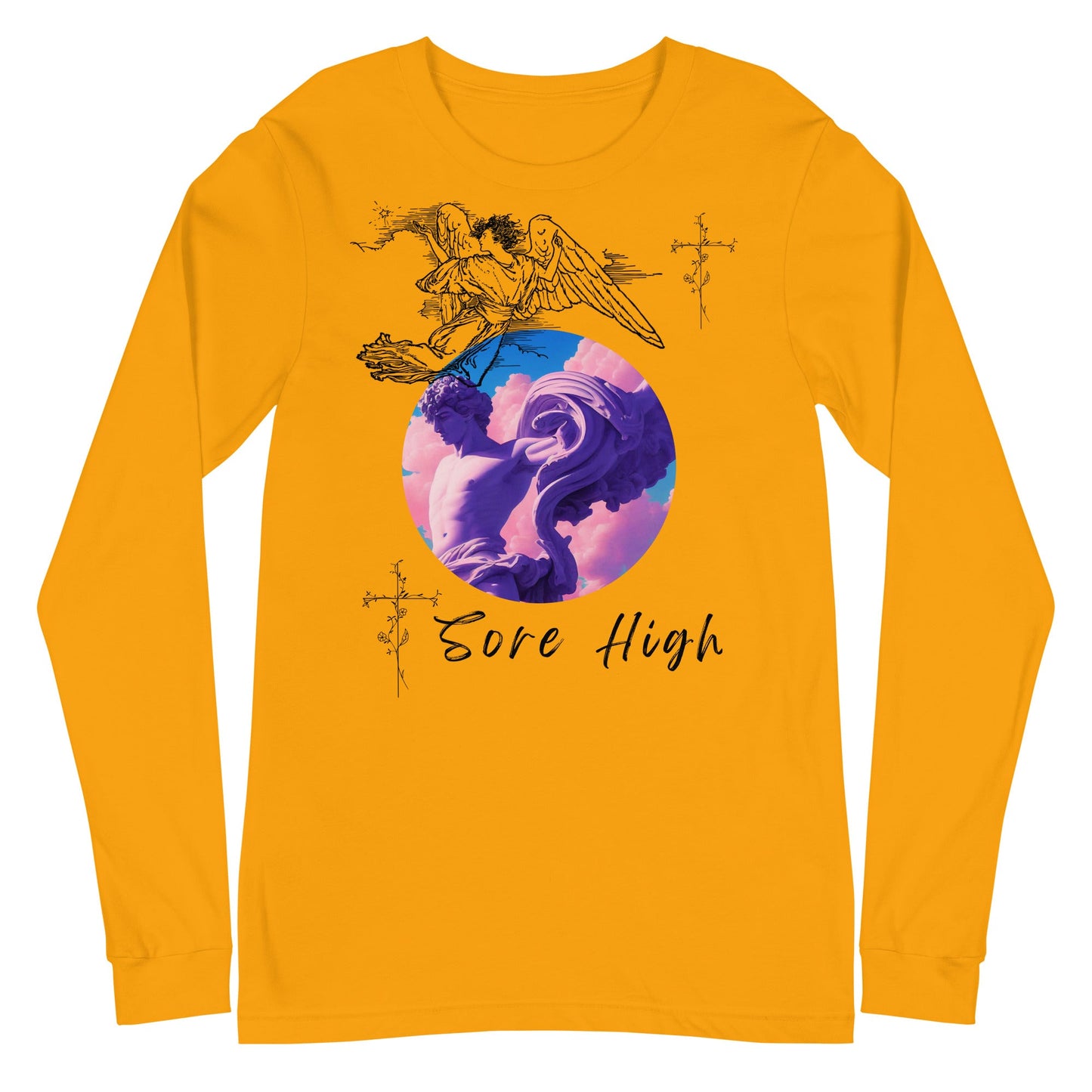 Skyborne Long Sleeve Shirt - Left Placement image 13: Navy version, size XS with front view of the Sore High range.