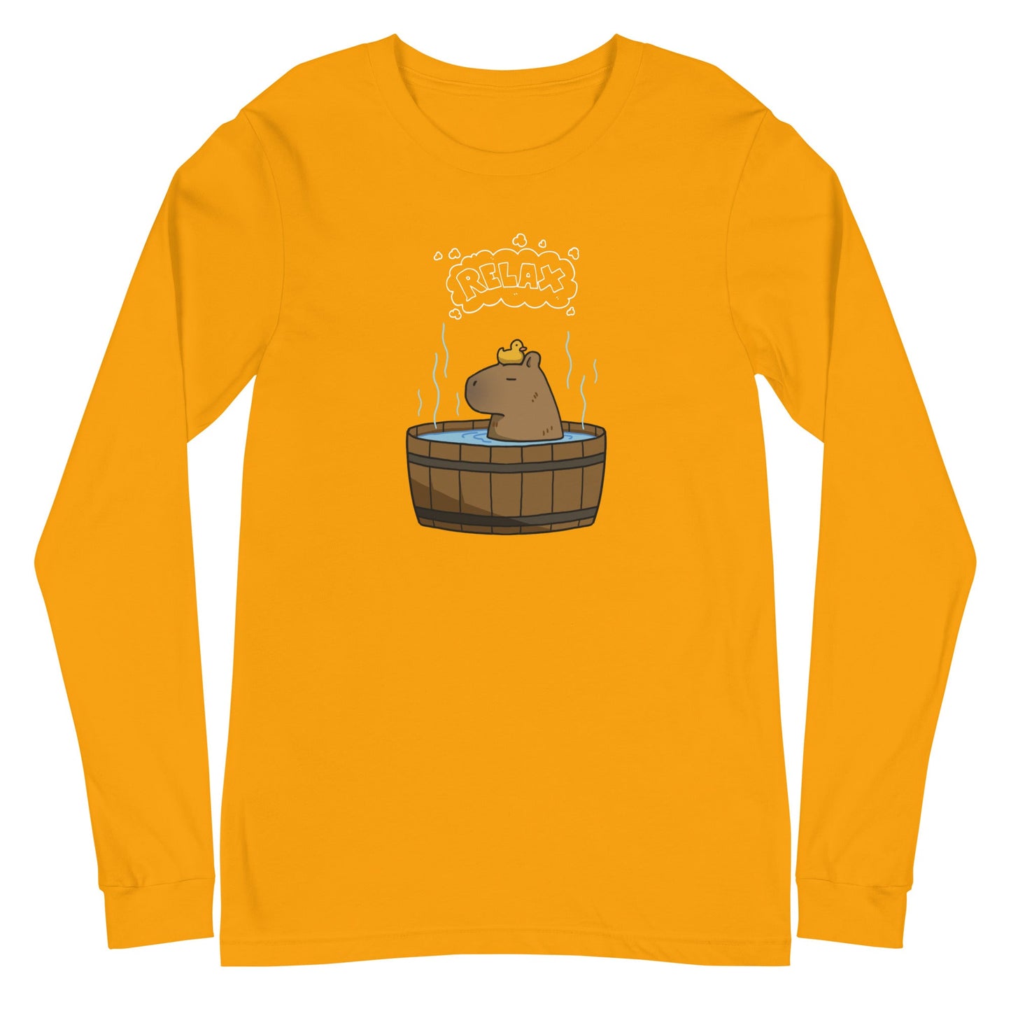 Image 15 of Navy Slow Hour Long Sleeve Shirt - Left Placement, size M, with Relax artwork visible in front view.