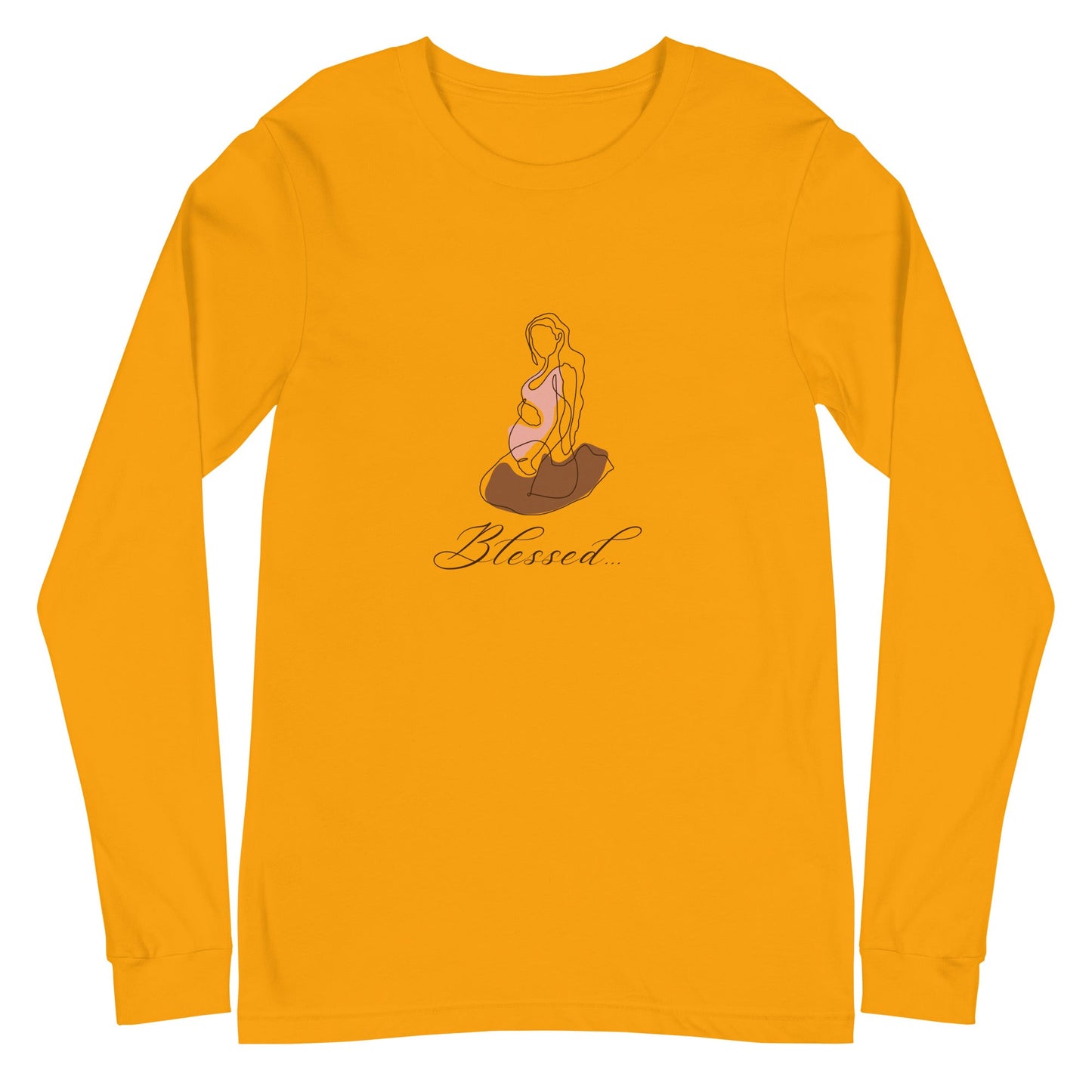 Grace Mark Long Sleeve Shirt - Left Placement by R.A. Apparel, image 15, front view, Navy, size M, left placement.