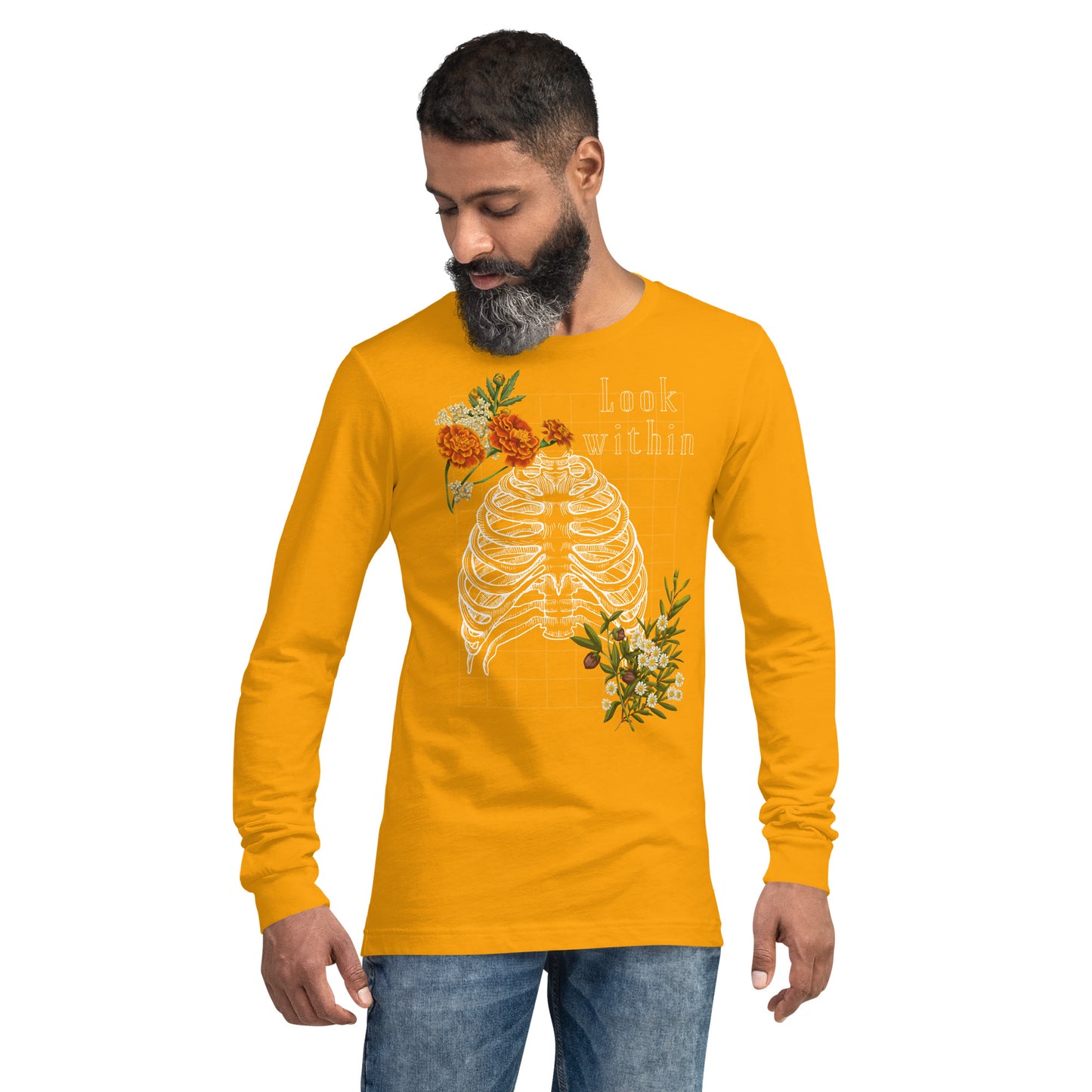 Image 23 of Maroon Innerline Long Sleeve Shirt - Left Placement, size XL, with Look Within artwork visible in front view.