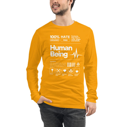 Human Form Long Sleeve Shirt - Left Placement image 21 in Maroon, size M, showing front view for the Human Being design.