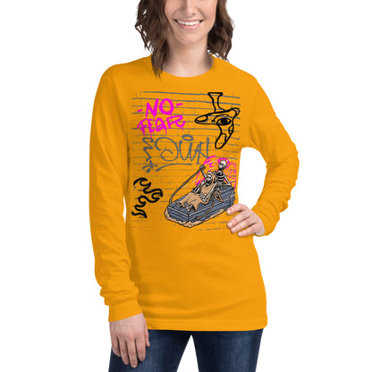 Image 41 of Dark Grey Heather Fearless Long Sleeve Shirt - Left Placement, size XL, with No Fear artwork visible in front view.