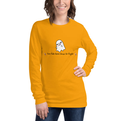 Boo Luxe Long Sleeve Shirt - Left Placement image 33 in Heather Navy, size M, showing front view for the Fa Boo Lous design.