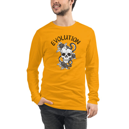 Evolution Long Sleeve Shirt - Left Placement image 67 in Athletic Heather, size M, showing front view for the Evolution design.