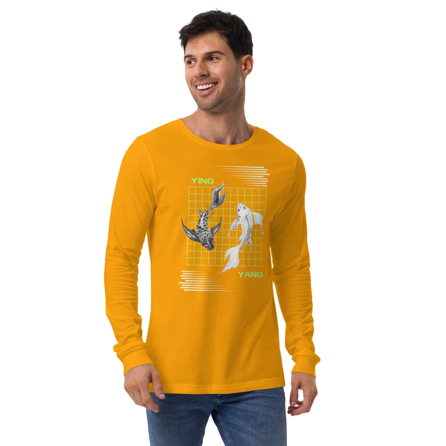 Equinoxe Long Sleeve Shirt image 27: Heather Forest version, size M with front view of the Ying and Yang range.