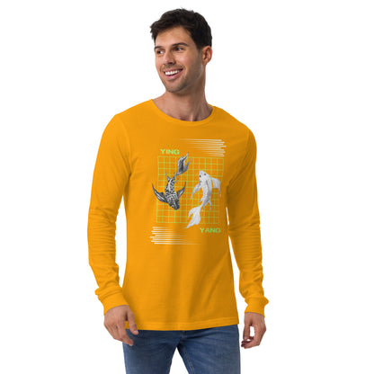 Equinoxe Long Sleeve Shirt image 27: Heather Forest version, size M with front view of the Ying and Yang range.