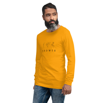 Image 47 of Heather Deep Teal Growthline Long Sleeve Shirt - Left Placement, size S, with Growth artwork visible in front view, left-side angle.