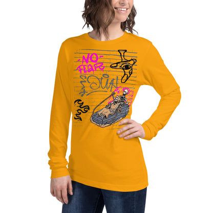 Image 43 of True Royal Fearless Long Sleeve Shirt - Left Placement, size XS, with No Fear artwork visible in front view, left-side angle.