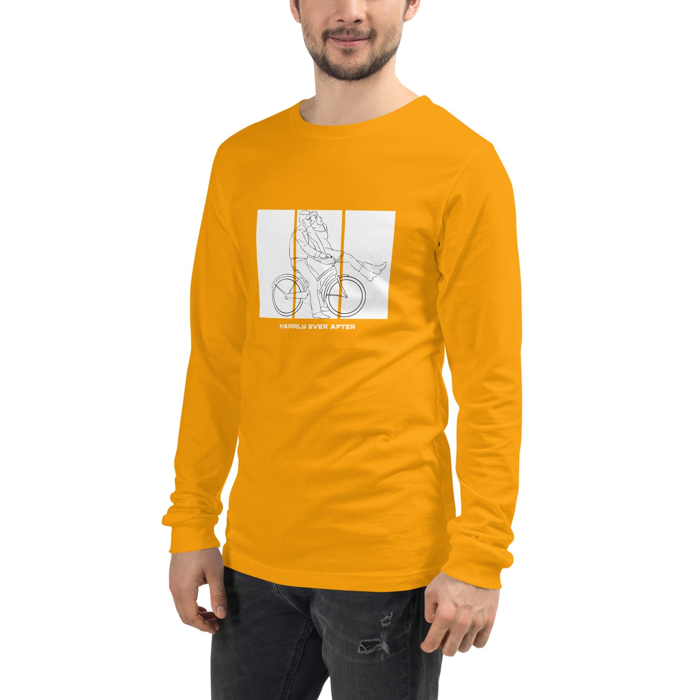 Ever After Long Sleeve Shirt - Left Placement image 71 in Gold, size XS, showing front view, left-side angle for the Happily Ever After design.