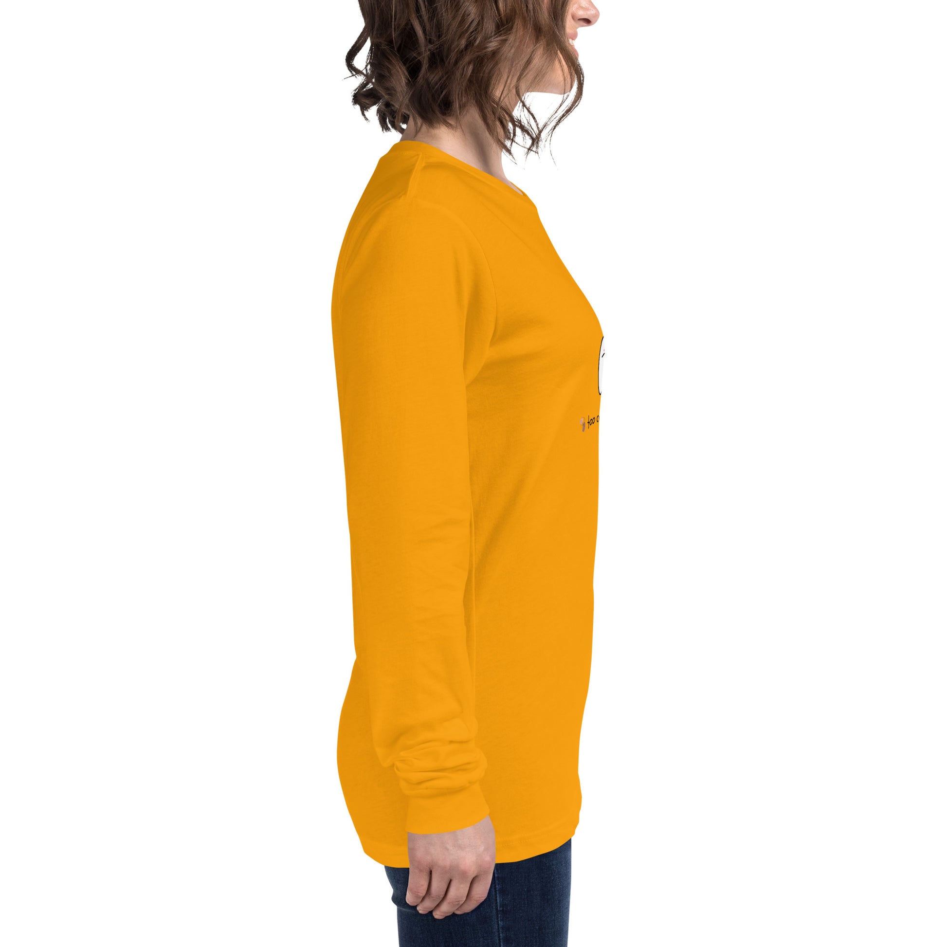 Cute Haunt Long Sleeve Shirt - Left Placement product image 71 in Gold, size XS, with right-side angle and left placement.