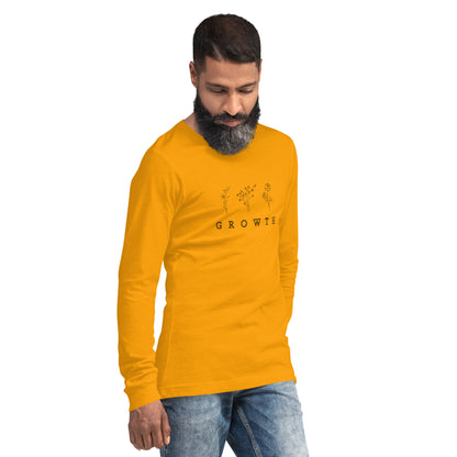 Growthline Long Sleeve Shirt - Left Placement product image 48 in Heather Deep Teal, size M, with front view, right-side angle and left placement.
