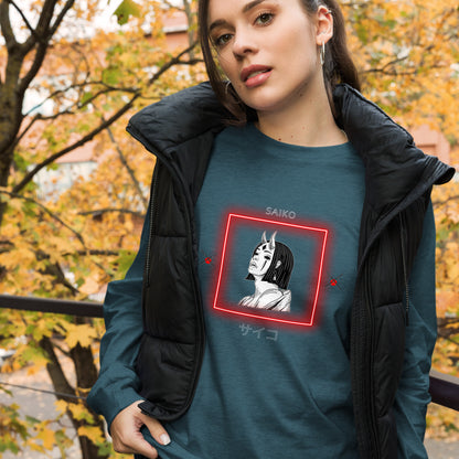 Saiko Long Sleeve Shirt - Left Placement product image 29 in Heather Forest, size XL, with front view and left placement.
