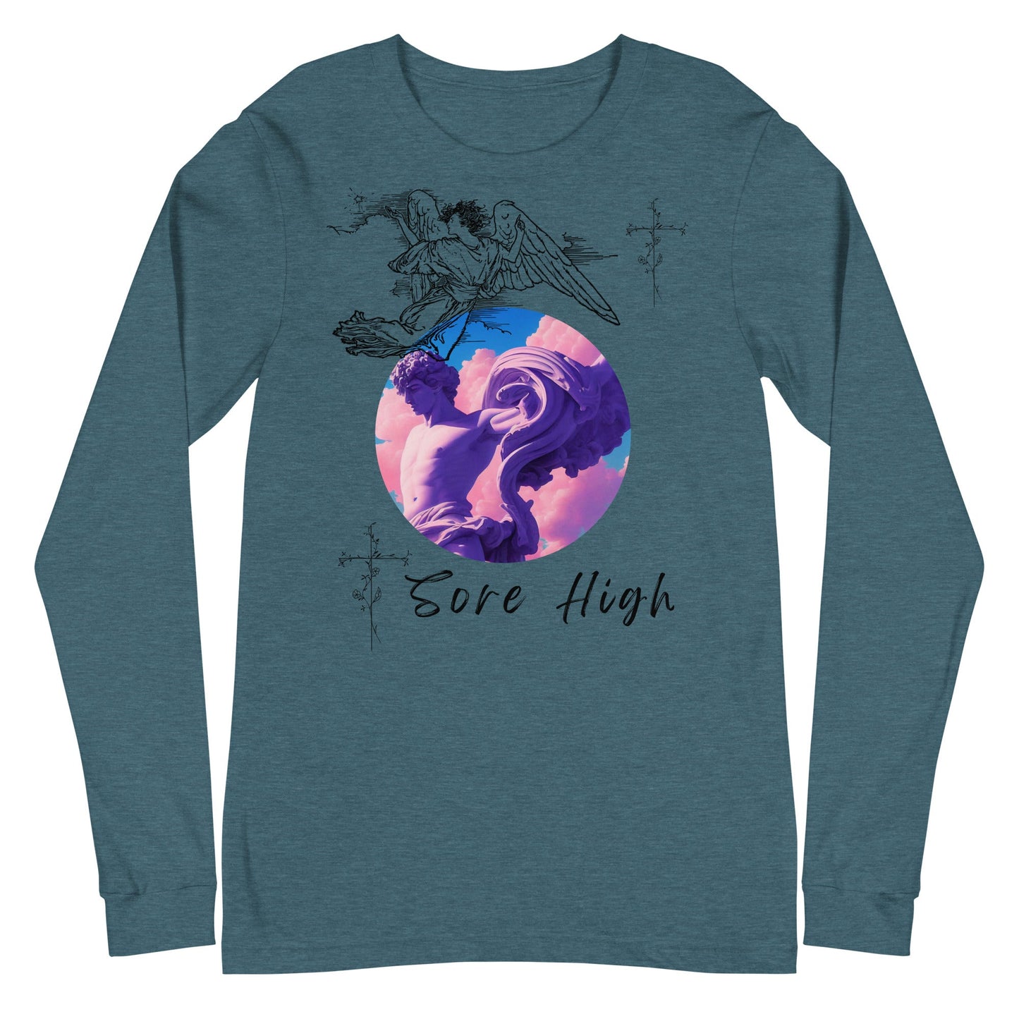 Skyborne Long Sleeve Shirt - Left Placement image 8: Black version, size S with front view of the Sore High range.