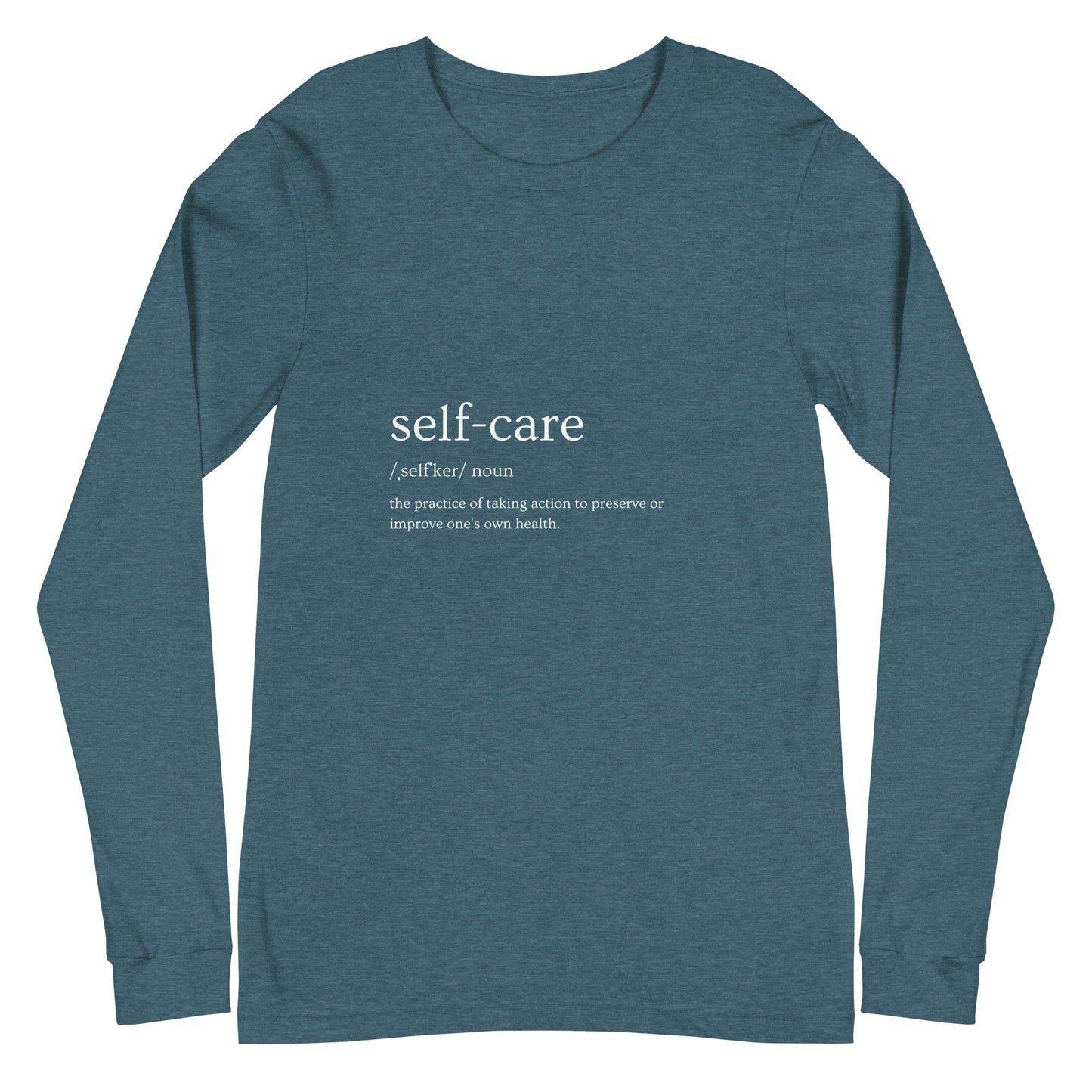 Self Ritual Long Sleeve Shirt - Left Placement image 10: Black version, size L with front view of the Self Care range.