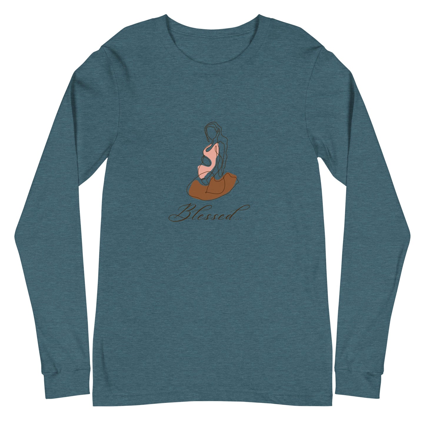Grace Mark Long Sleeve Shirt - Left Placement image 10 in Black, size L, showing front view for the Blessed design.