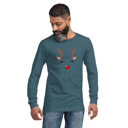 Image 17 of Red Northern Run Long Sleeve Shirt - Left Placement, size XL, with Reindeer artwork visible in front view.
