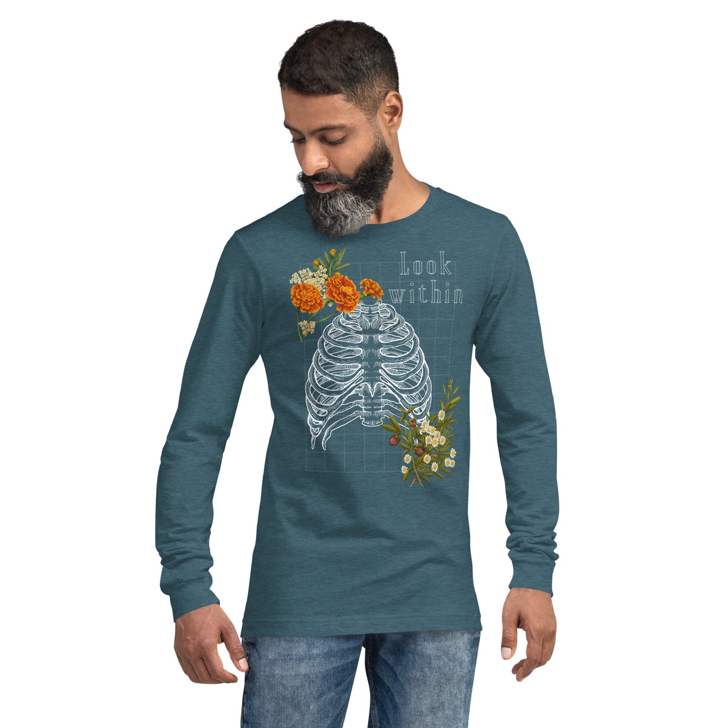 Innerline Long Sleeve Shirt - Left Placement by R.A. Apparel, image 19, front view, Maroon, size XS, left placement.
