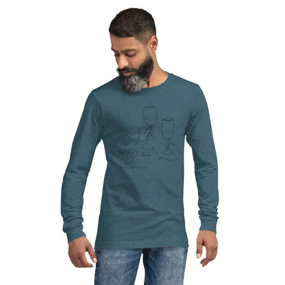 After Five Long Sleeve Shirt - Left Placement by R.A. Apparel, image 13, front view, Heather Navy, size XS, left placement.