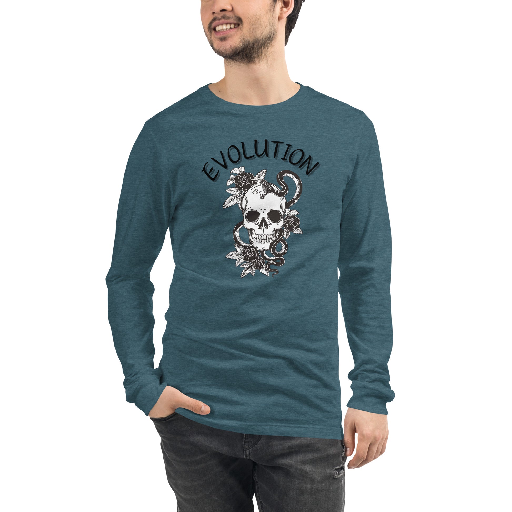 Evolution Long Sleeve Shirt - Left Placement image 61: Gold version, size S with front view of the Evolution range.