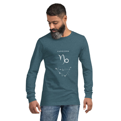 Montaire Long Sleeve Shirt image 37 in Dark Grey Heather, size XS, showing front view for the Capricorn design.
