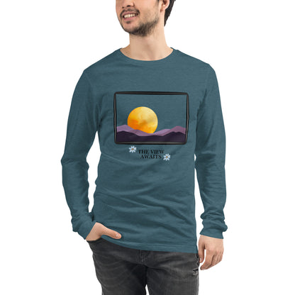 Image 55 of Military Green Avenor Long Sleeve Shirt, size 2XL, with The View Awaits artwork visible in front view.