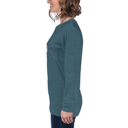 Cute Haunt Long Sleeve Shirt - Left Placement image 63 in Heather Mauve, size M, showing left-side angle for the Too Cute to Spook design.