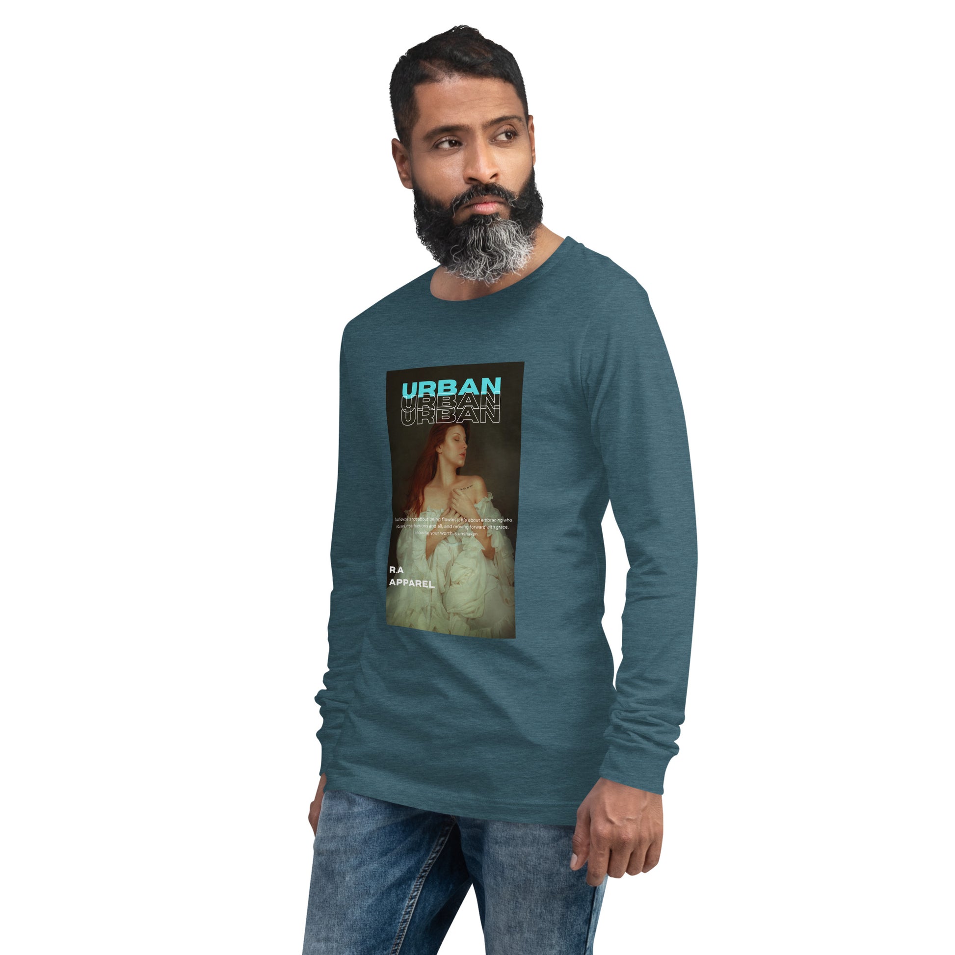 Urban Long Sleeve Shirt - Left Placement by R.A. Apparel, image 20, front view, left-side angle, Maroon, size S, left placement.
