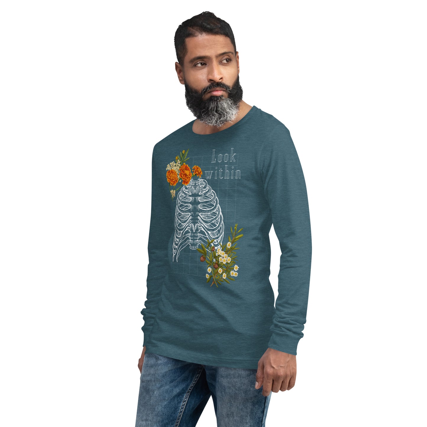 Innerline Long Sleeve Shirt - Left Placement product image 21 in Maroon, size M, with front view, left-side angle and left placement.