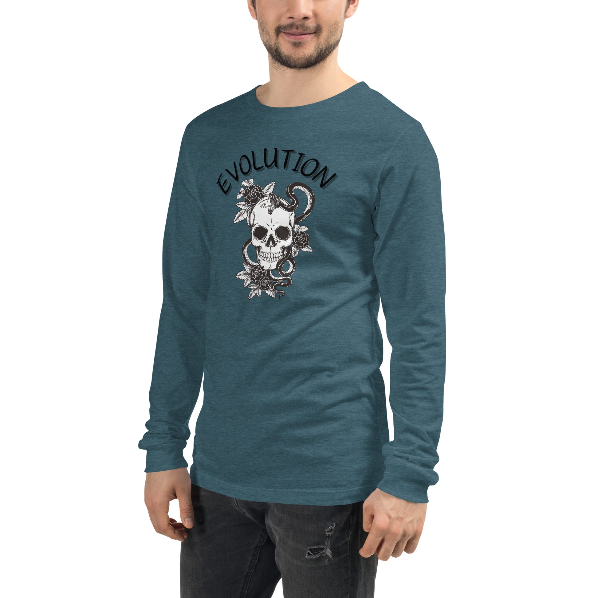 Evolution Long Sleeve Shirt - Left Placement product image 65 in Athletic Heather, size XS, with front view, left-side angle and left placement.