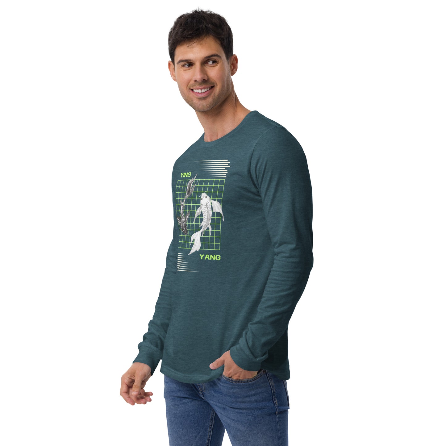 Equinoxe Long Sleeve Shirt by R.A. Apparel, image 20, front view, left-side angle, Maroon, size 2XL, design placement.