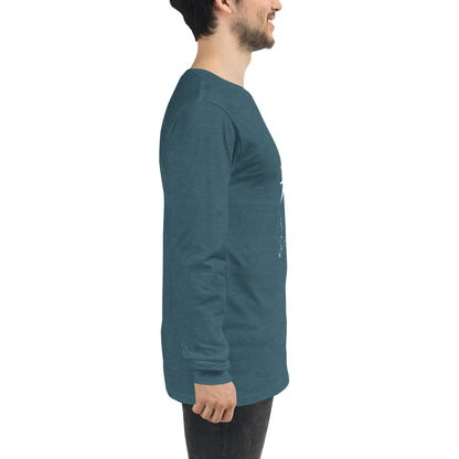 Tideborn Long Sleeve Shirt - Left Placement by R.A. Apparel, image 22, right-side angle, Maroon, size L, left placement.