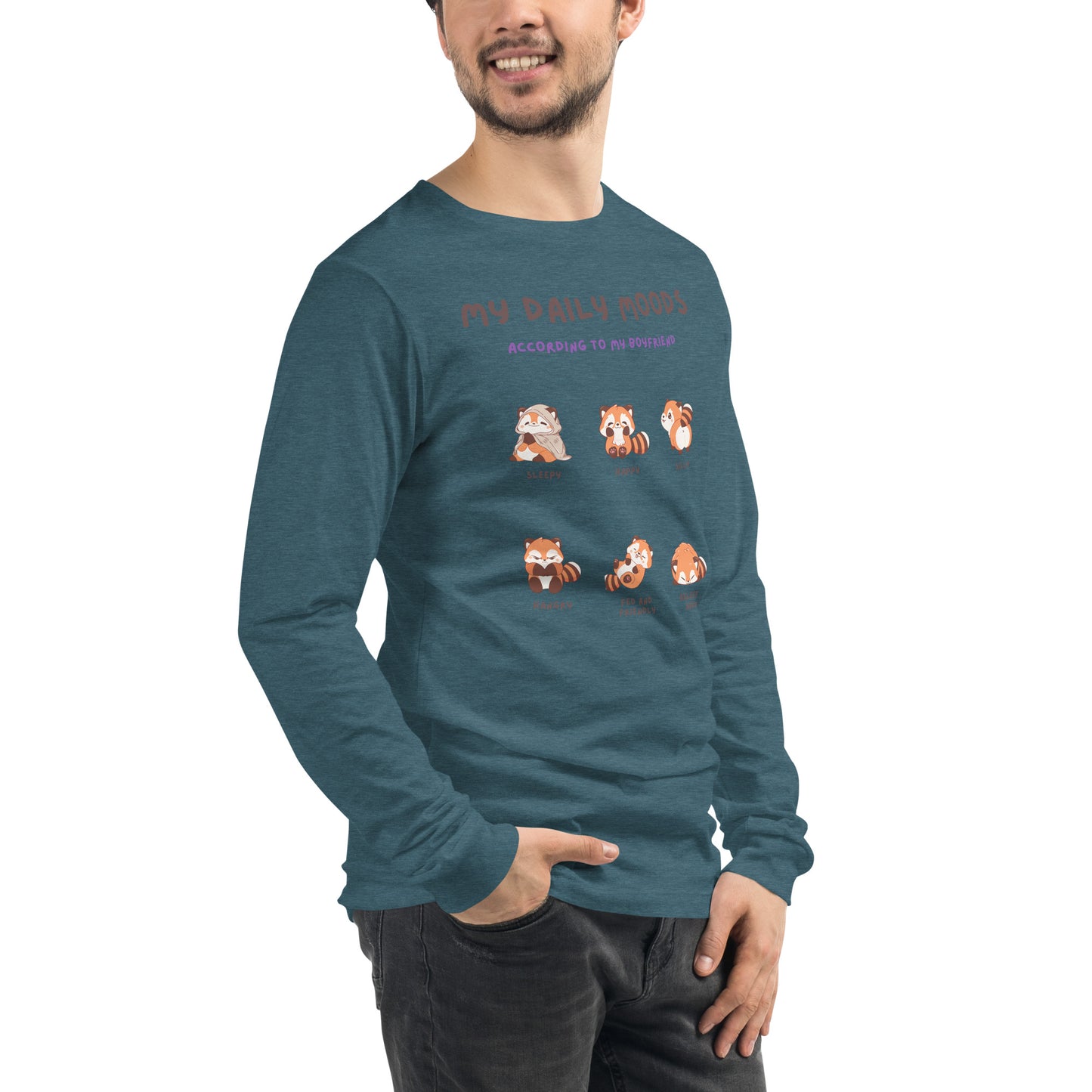 Mood Diary Long Sleeve Shirt - Left Placement by R.A. Apparel, image 66, front view, right-side angle, Storm, size XS, left placement.
