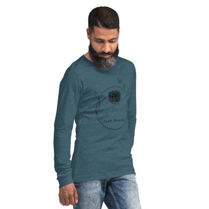 Breathing Room Long Sleeve Shirt - Left Placement image 16 in Red, size L, showing front view, right-side angle for the Just Breathe design.