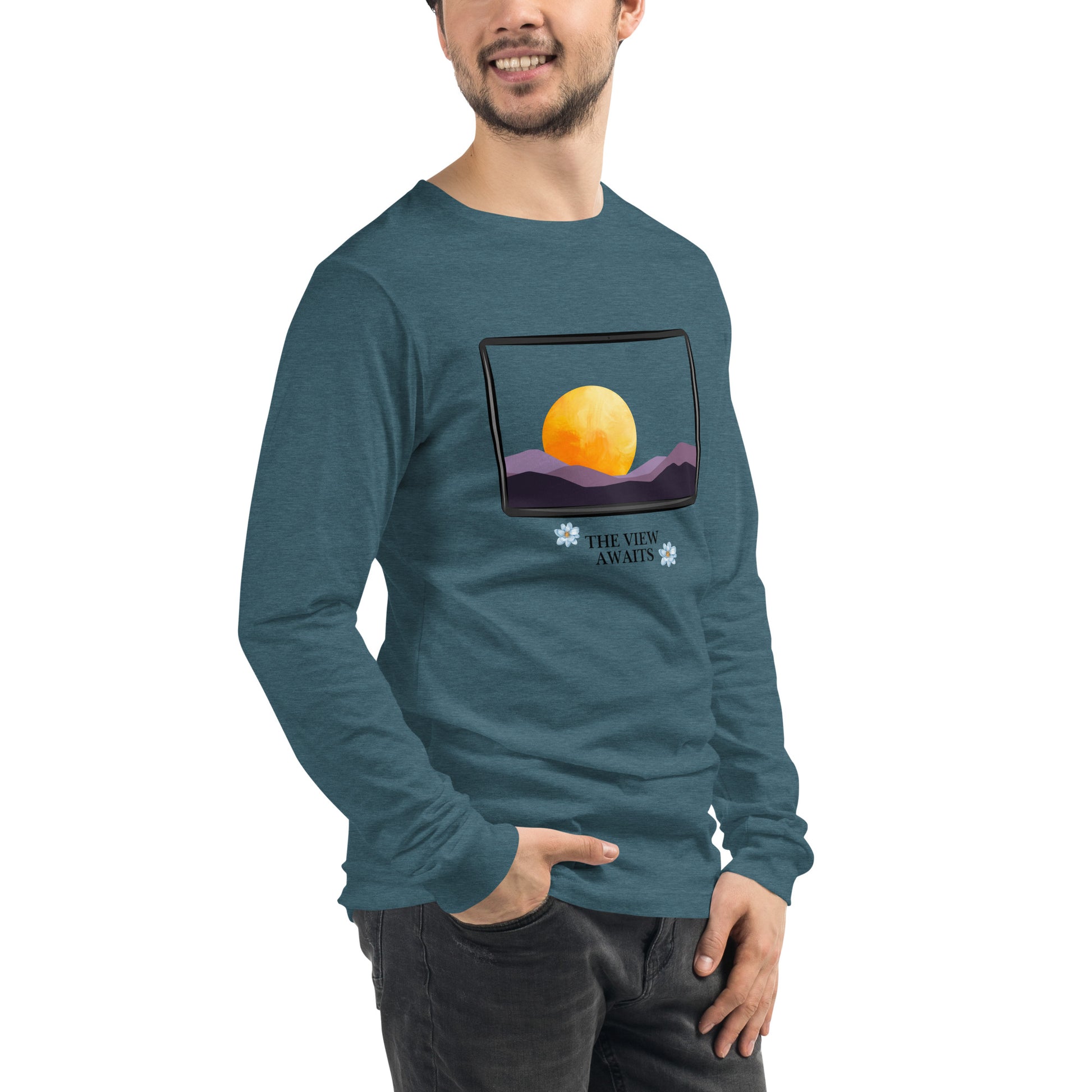 Avenor Long Sleeve Shirt product image 60 in Heather Mauve, size 2XL, with front view, right-side angle and design placement.
