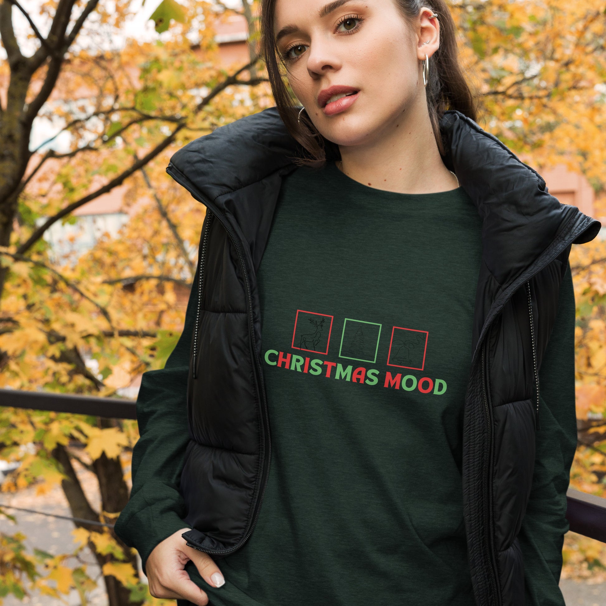 Festive Mood Long Sleeve Shirt - Left Placement image 25: True Royal version, size XS with front view of the Xmas Mood range.
