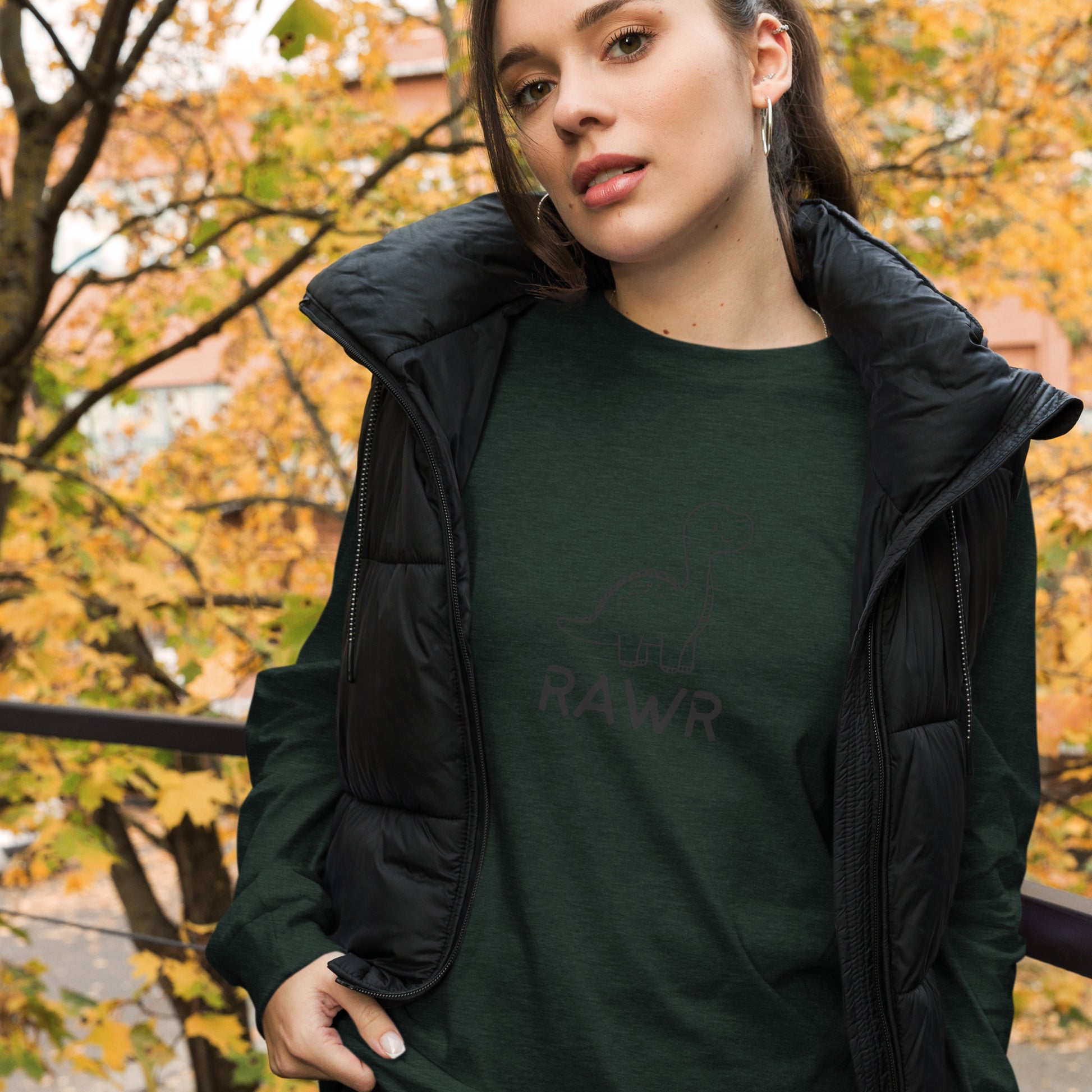 Wild Call Long Sleeve Shirt - Left Placement by R.A. Apparel, image 38, front view, Heather Deep Teal, size S, left placement.