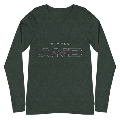 Image 7 of Black Sweet Minimal Long Sleeve Shirt - Left Placement, size XS, with Simple and Sweet artwork visible in front view.