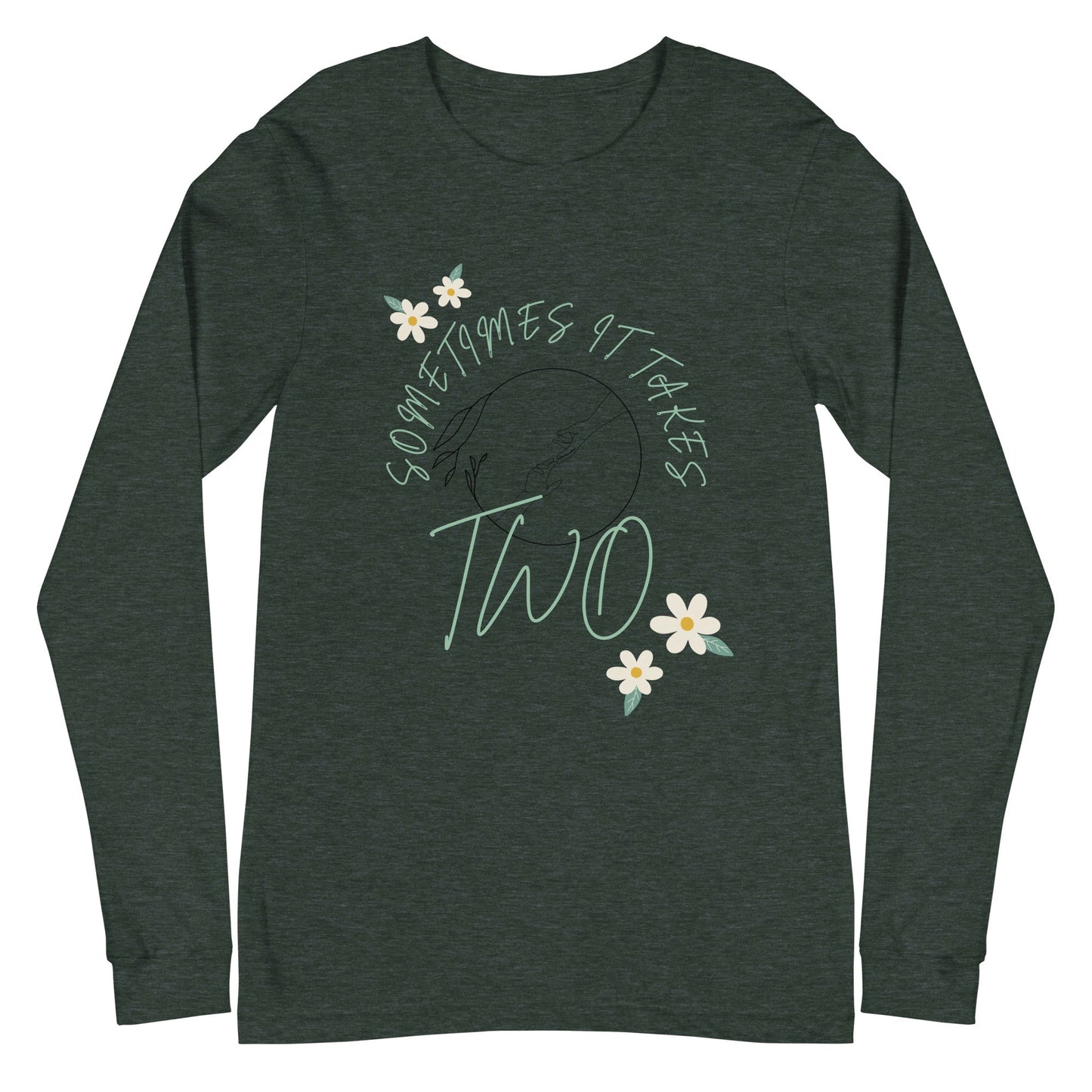 Duet Long Sleeve Shirt - Left Placement image 6 in Black Heather, size 2XL, showing front view for the It Takes Two design.