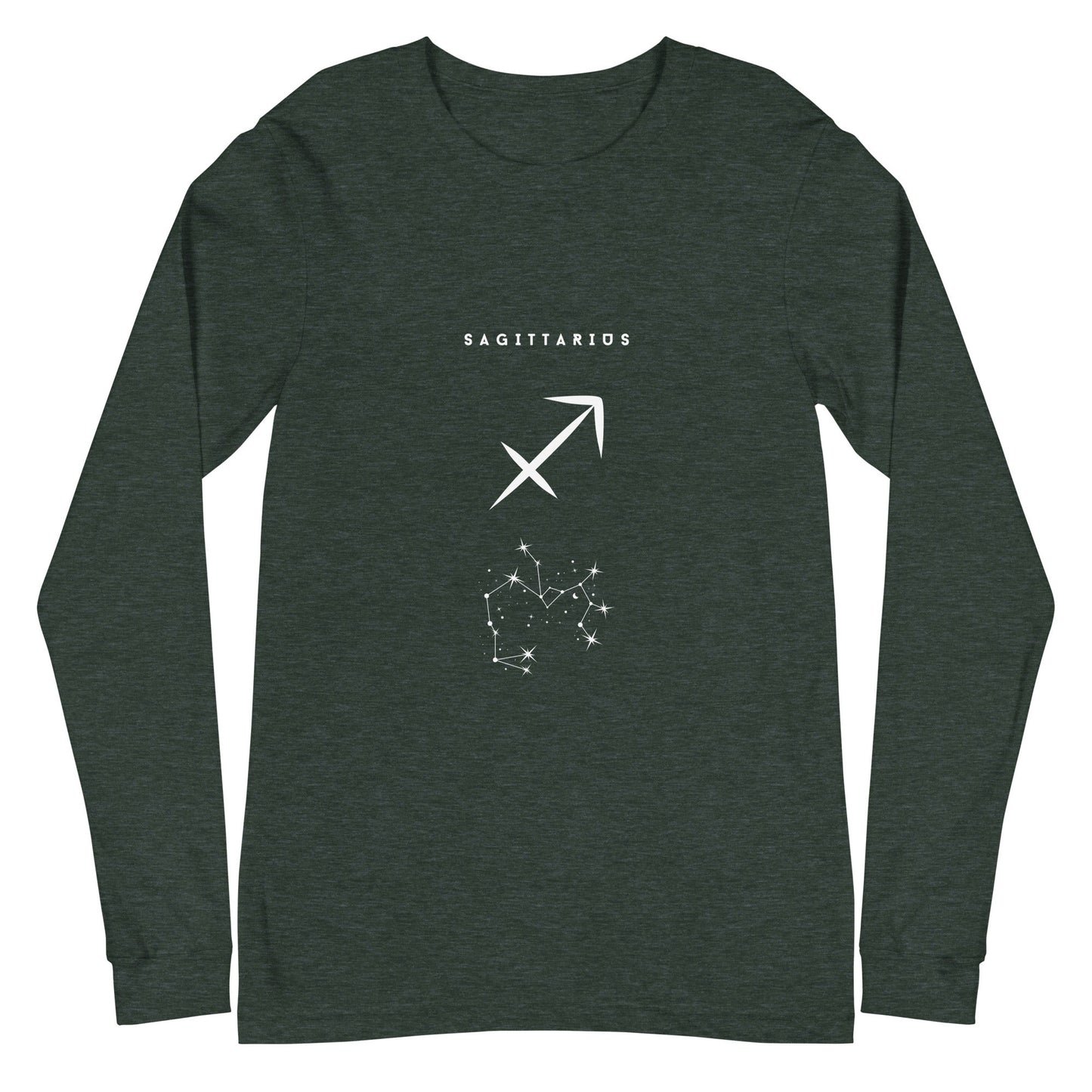 Arrowborne Long Sleeve Shirt - Left Placement image 6 in Black Heather, size 2XL, showing front view for the Sagittarius design.