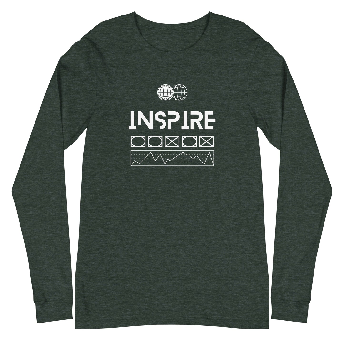 Inspireline Long Sleeve Shirt - Left Placement by R.A. Apparel, image 5, front view, Black Heather, size XL, left placement.