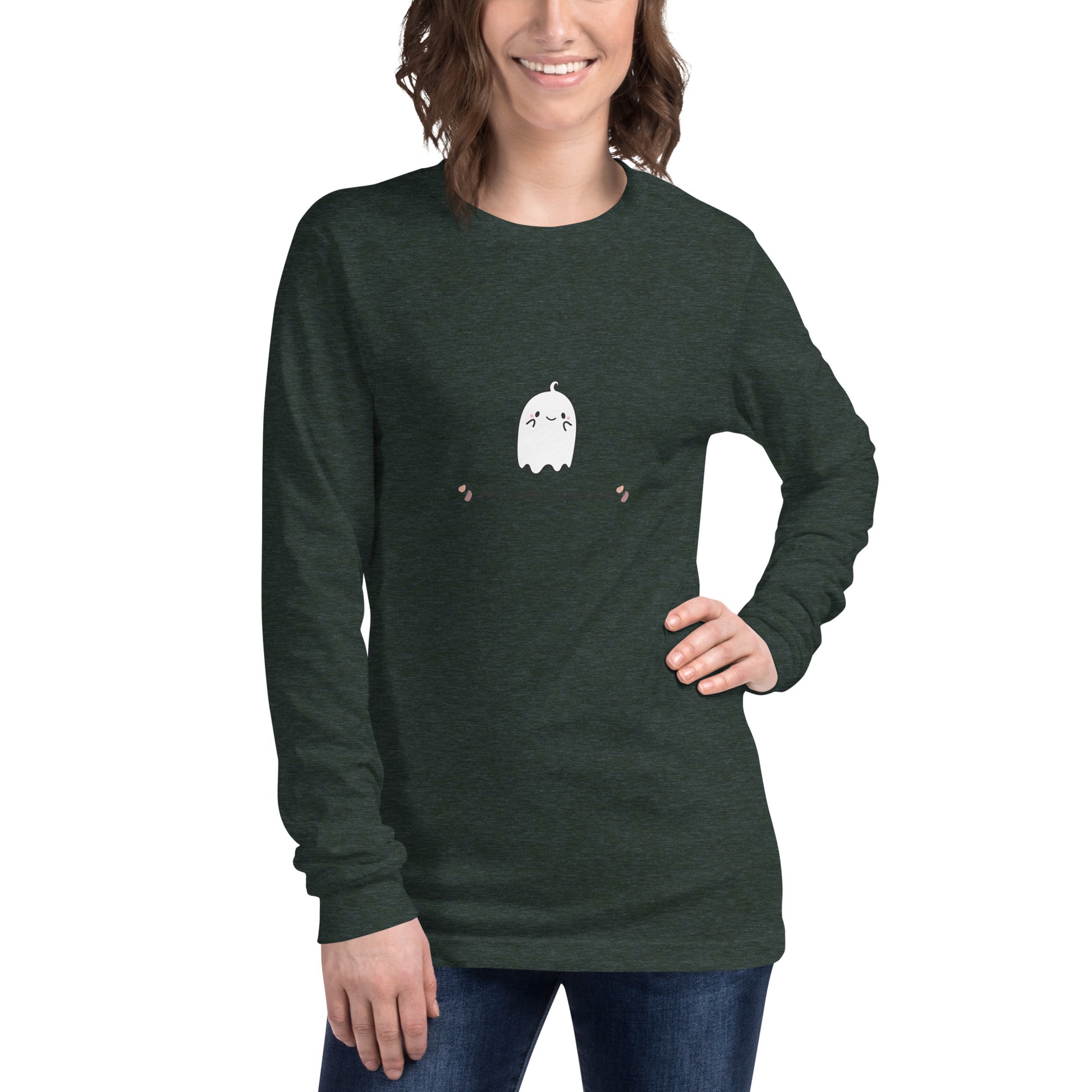 Cute Haunt Long Sleeve Shirt - Left Placement product image 91 in selected colour, with front view and left placement.
