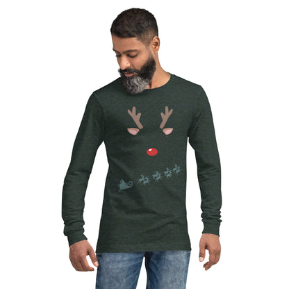 Northern Run Long Sleeve Shirt - Left Placement image 25: True Royal version, size XS with front view of the Reindeer range.