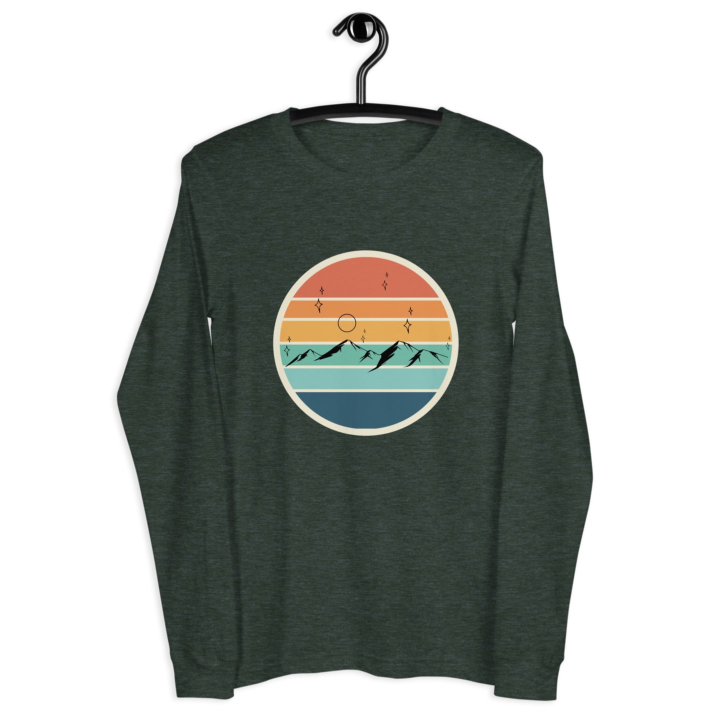 Summitline Long Sleeve Shirt - Left Placement image 29 in Red, size XL, showing front view for the Mountain Range design.