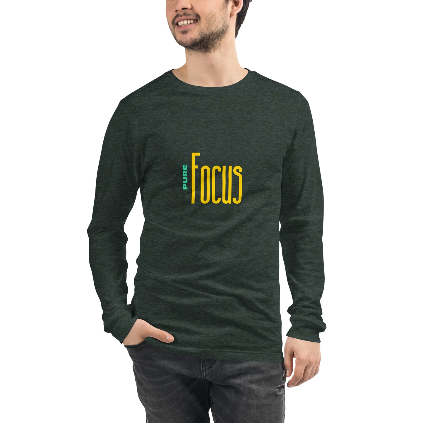 Focusline Long Sleeve Shirt - Left Placement image 27: Red version, size M with front view of the Pure Focus range.