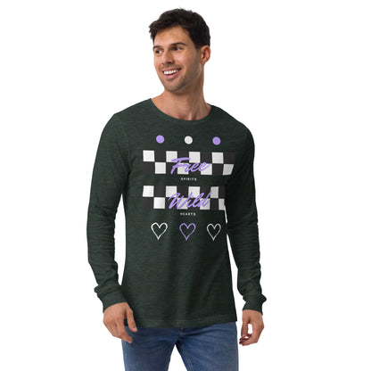 Freeborne Long Sleeve Shirt - Left Placement by R.A. Apparel, image 31, front view, Dark Grey Heather, size XS, left placement.