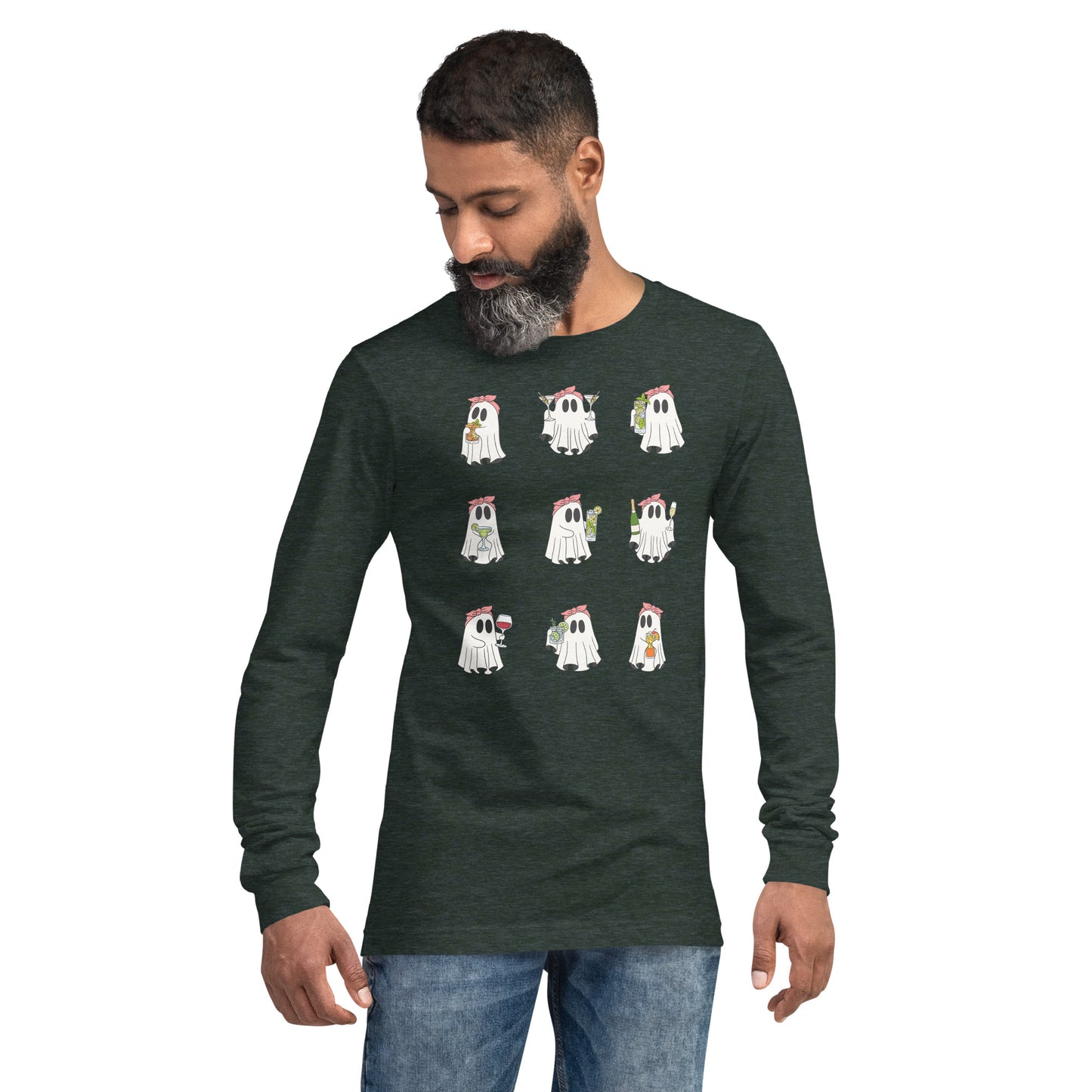 Little Haunts Long Sleeve Shirt - Left Placement product image 61 in Heather Mauve, size XS, with front view and left placement.