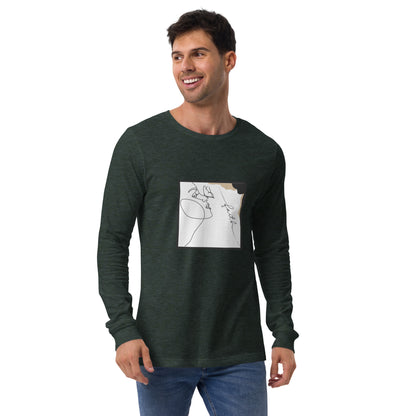Image 29 of Dark Grey Heather Faithline Long Sleeve Shirt - Left Placement, size L, with Faith artwork visible in front view.